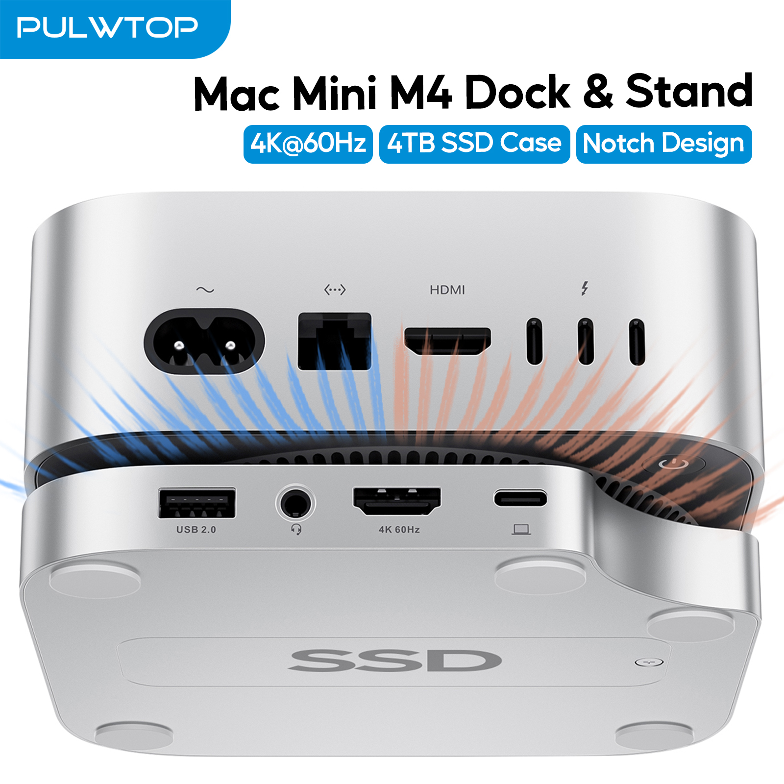 Mac Laptop Accessories - PULWTOP Mac Mini M4 Hub with