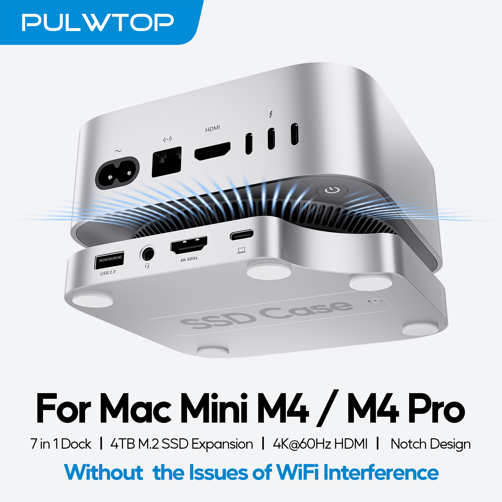 Mac Laptop Accessories - PULWTOP Mac Mini M4 Dock with