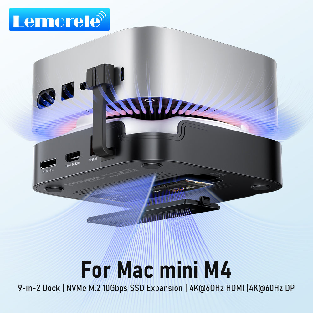 Mac Laptop Accessories - Lemorele Macmini M4 DocK USB HUB