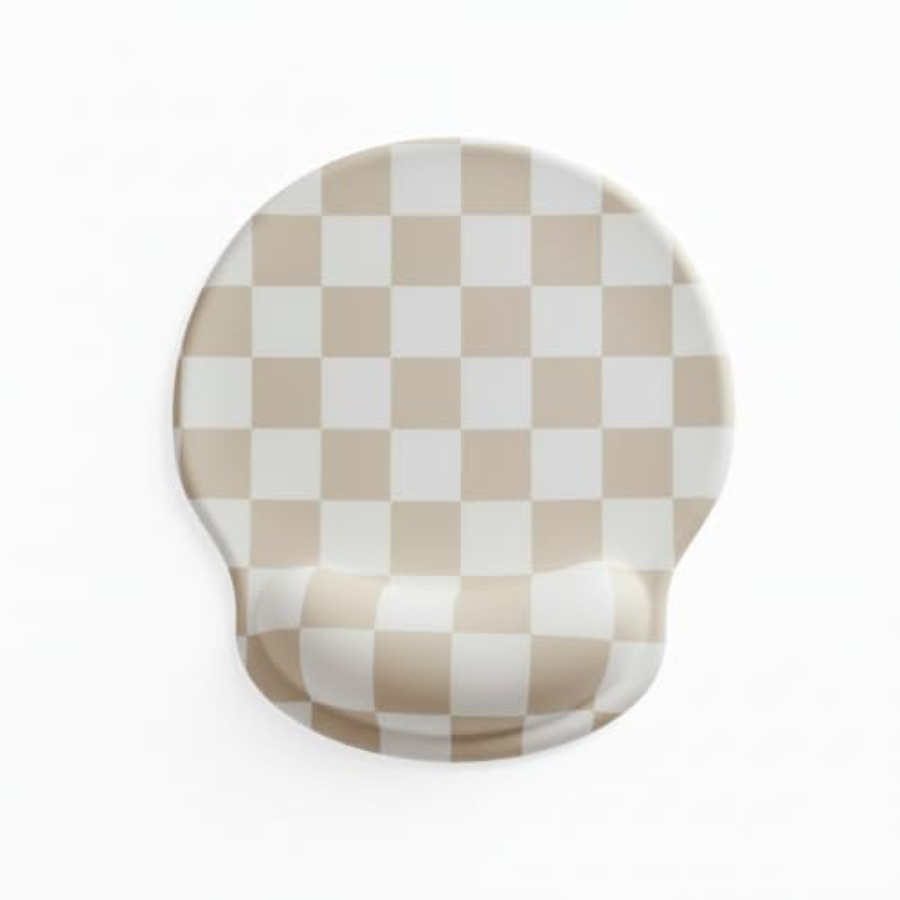 Laptop Accessories For Wrist Support - White Checkered Mouse Pad with Gel