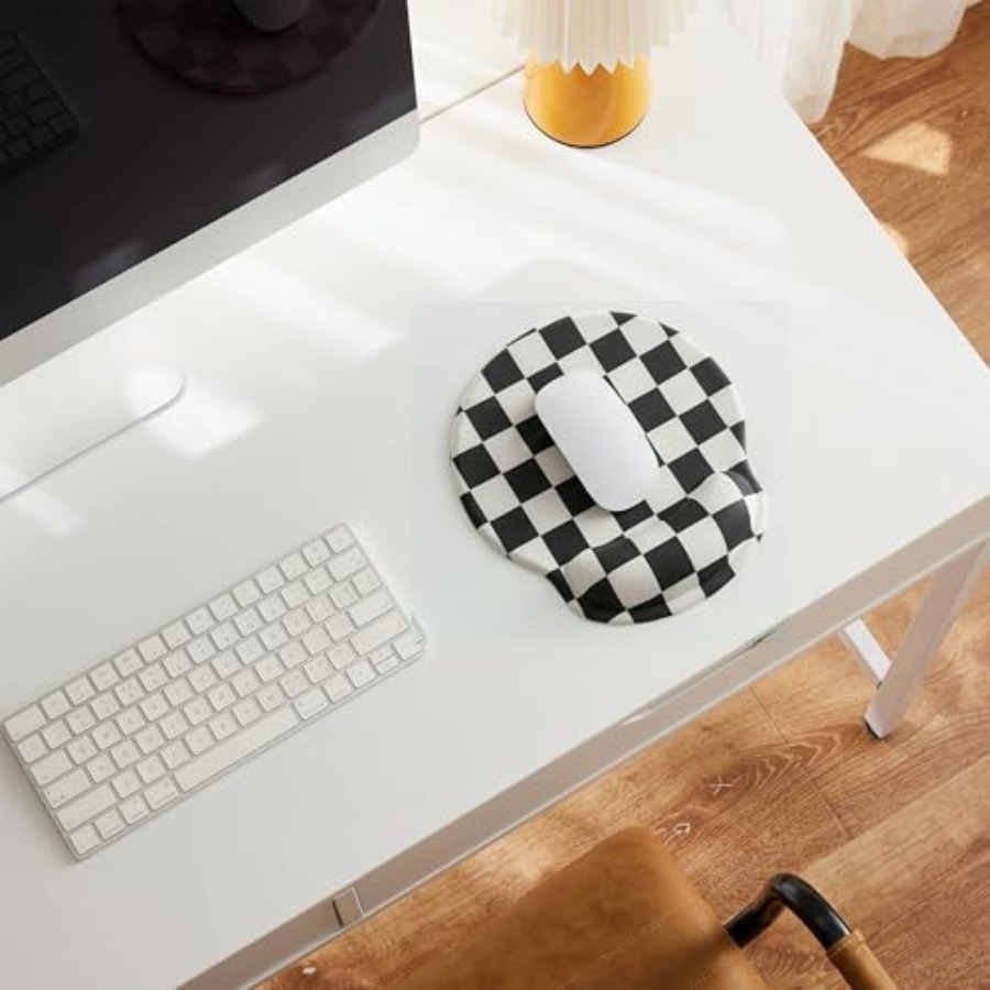 White Checkered Mouse Pad with - Laptop Accessories For Wrist Support 리뷰 및 가격