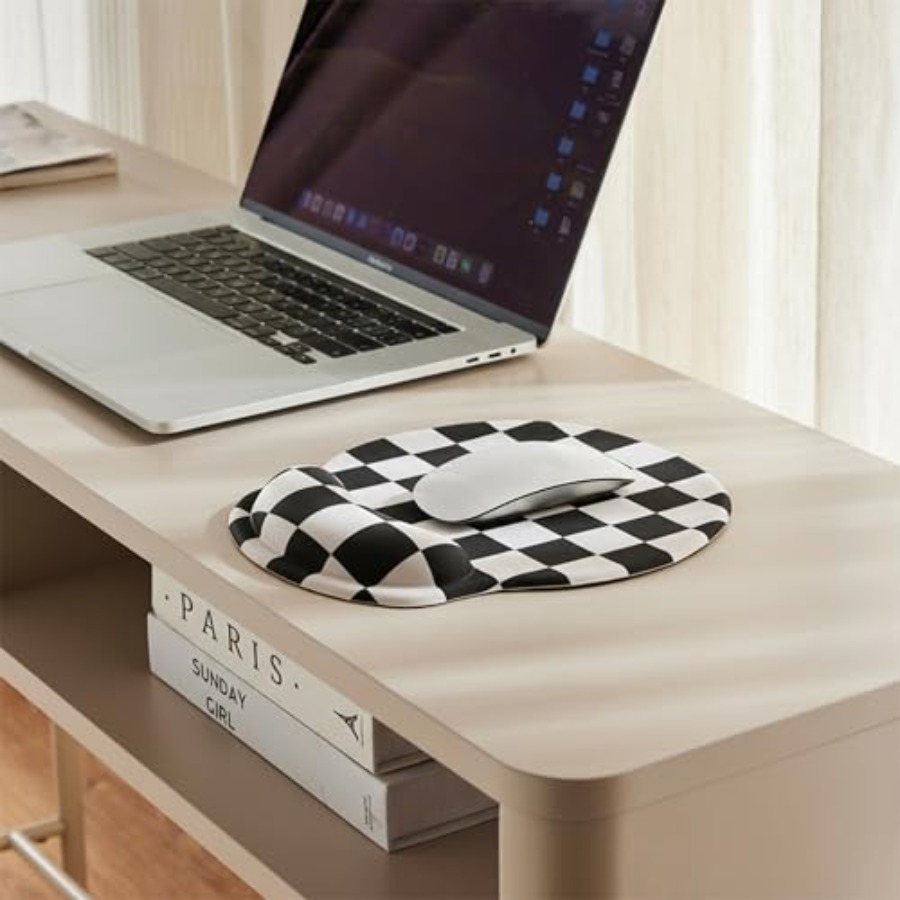 White Checkered Mouse Pad with - Laptop Accessories For Wrist Support 리뷰 및 가격