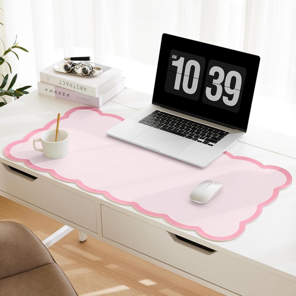Large Pink PU Leather Desk Mat - Laptop Accessories Writing Pad 리뷰 및 가격