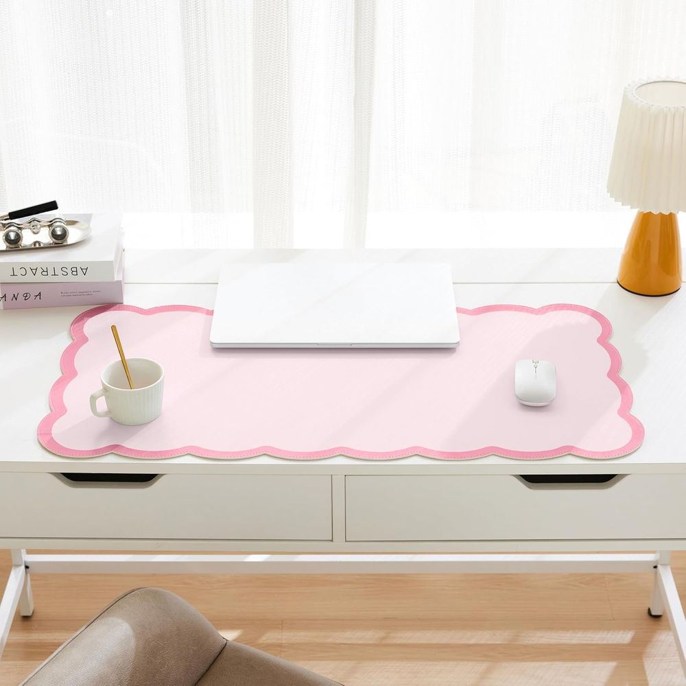 Large Pink PU Leather Desk Mat - Laptop Accessories Writing Pad 리뷰 및 가격