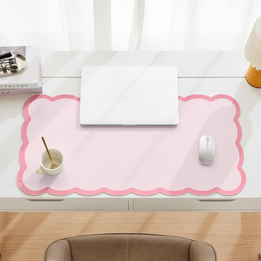 Large Pink PU Leather Desk Mat - Laptop Accessories Writing Pad 리뷰 및 가격