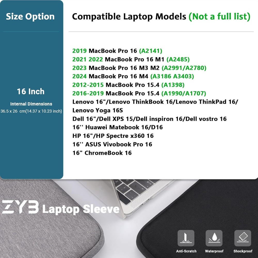 16 Inch Laptop Sleeve Waterpro - Laptop Accessories Images 리뷰 및 가격