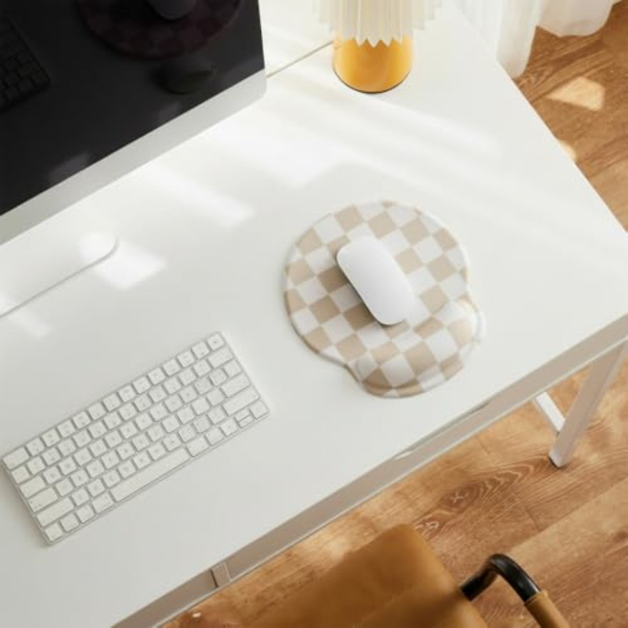 White Checkered Mouse Pad with - Laptop Accessories For Wrist Support 리뷰 및 가격